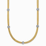 14K Yellow & Rhodium Pol. with Rhodium Diamond-Cut Bead Flexible Mesh Necklace - Product Photo