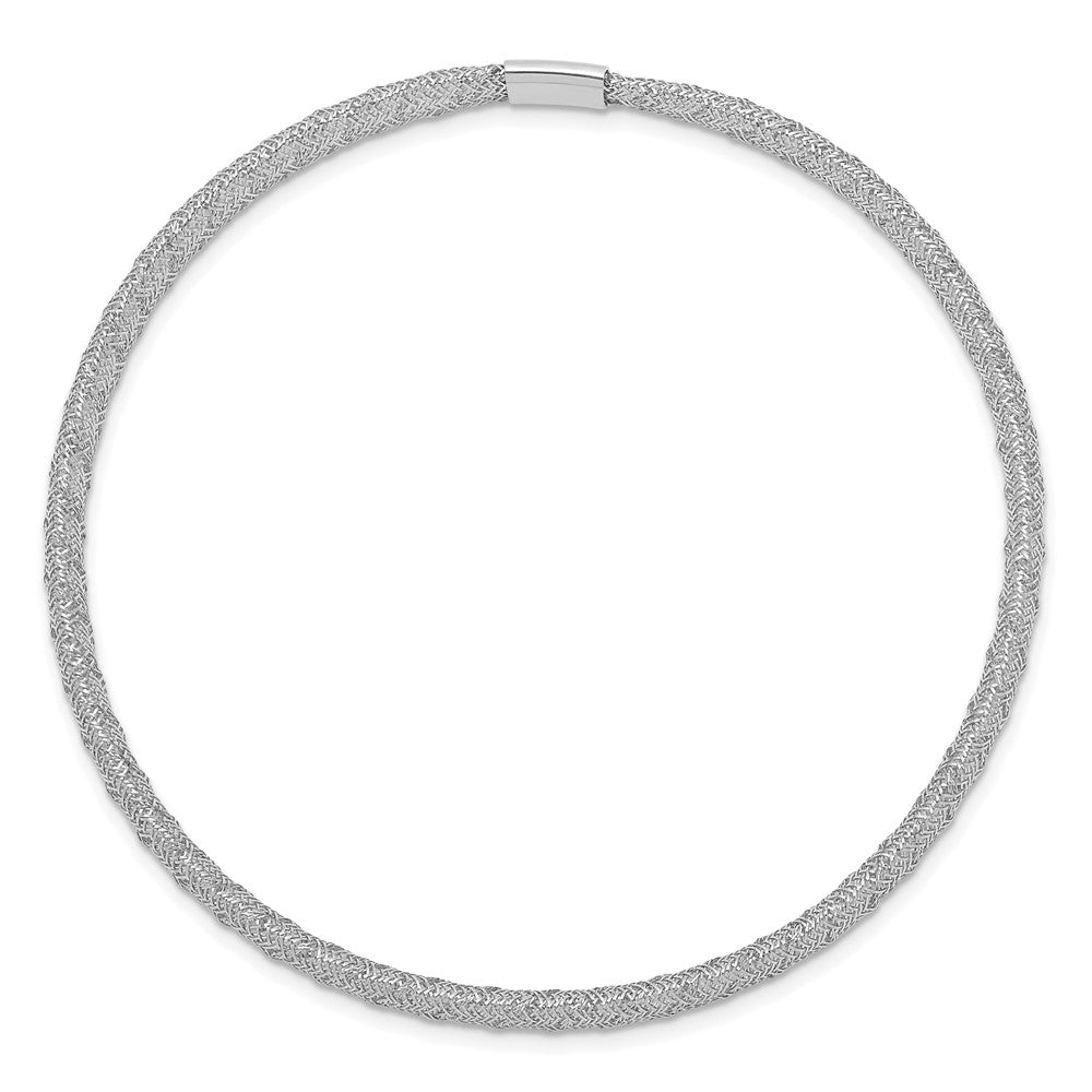 14k with White Rhodium Plating Stretch Mesh Bracelet - Product Photo