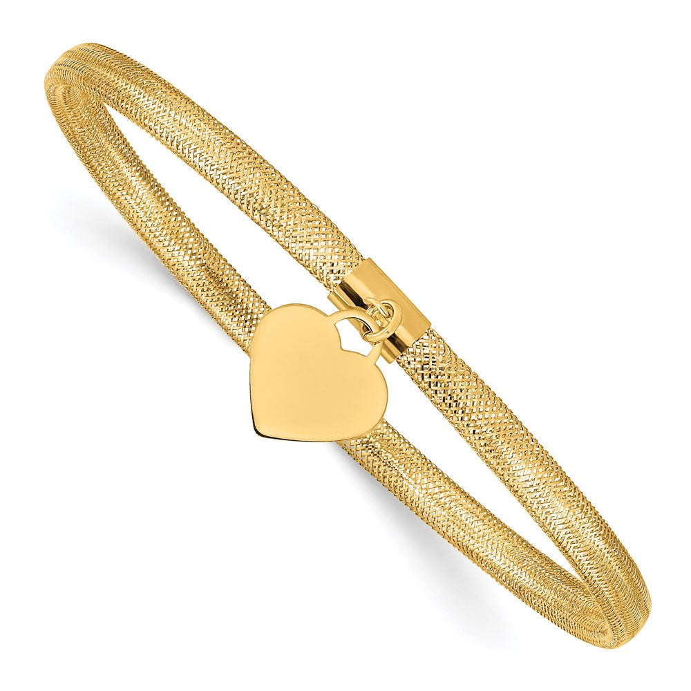 14K Heart Stretch Mesh Bracelet - Product Photo