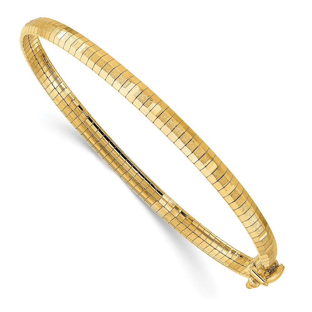 14K Yellow Polished & Satin Diamond-Cut Omega Bracelet
