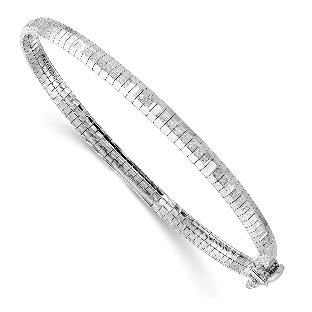 14K White Polished & Satin Diamond-Cut Omega Bracelet