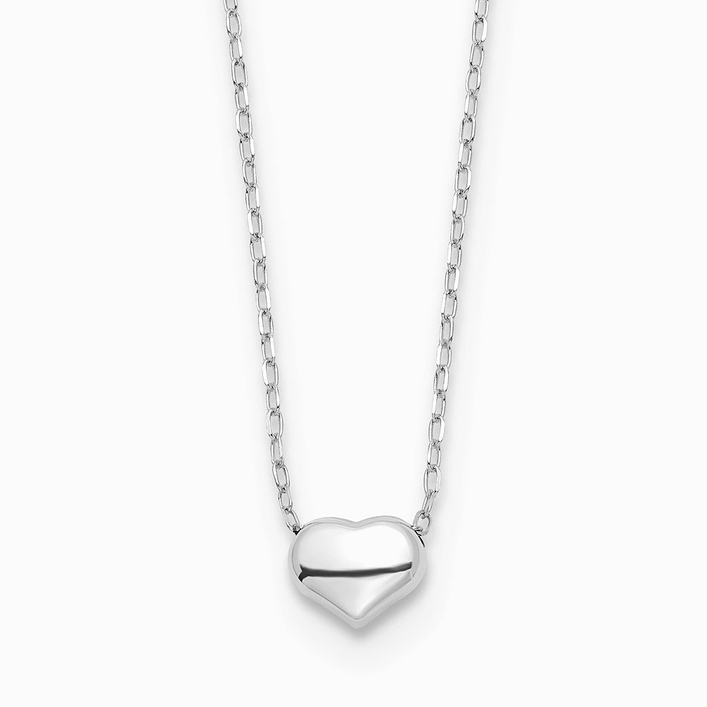 14K White Gold Polished Heart 16.5in Necklace