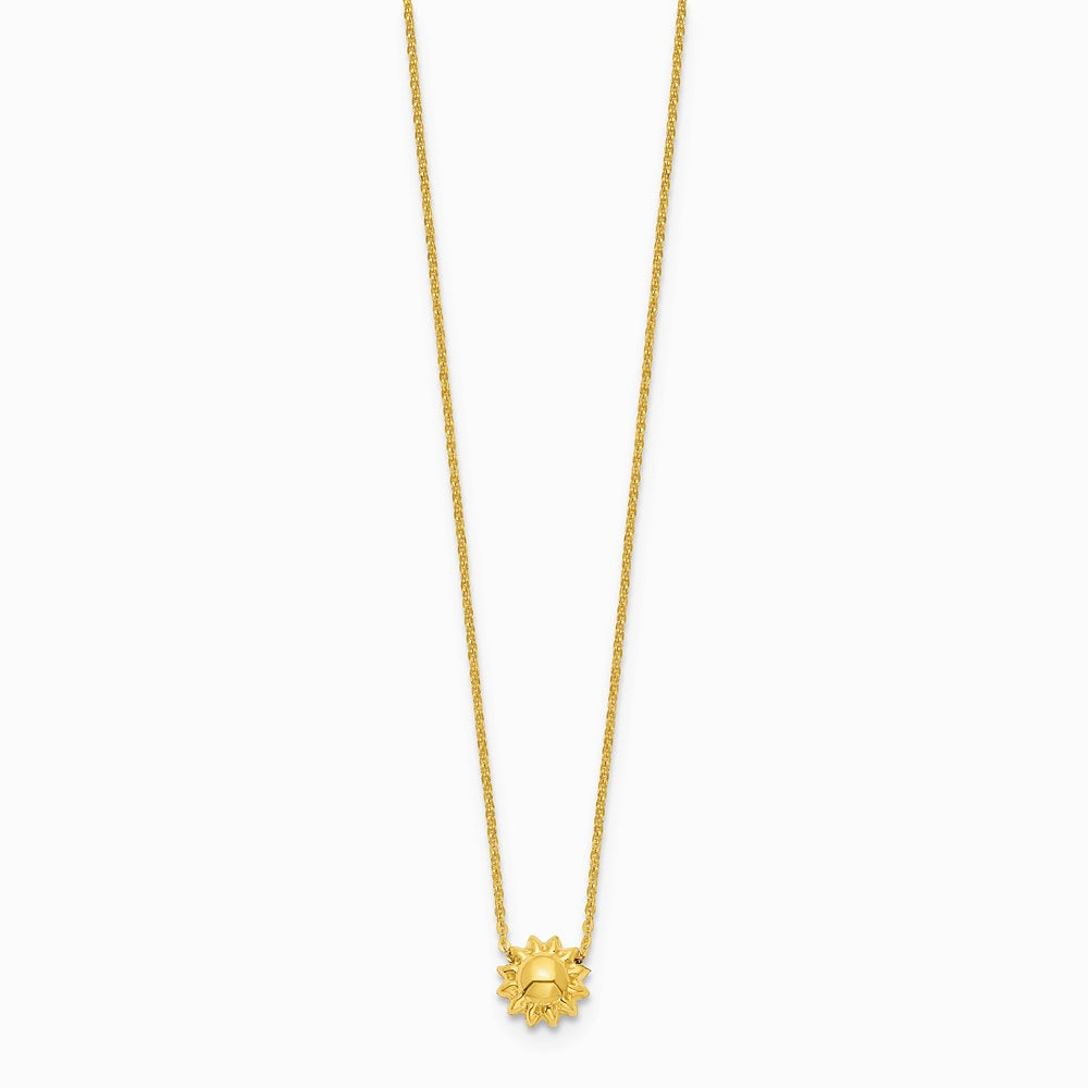 14K Yellow Gold Polished Puffed Sun 16.5in Necklace - Product Photo