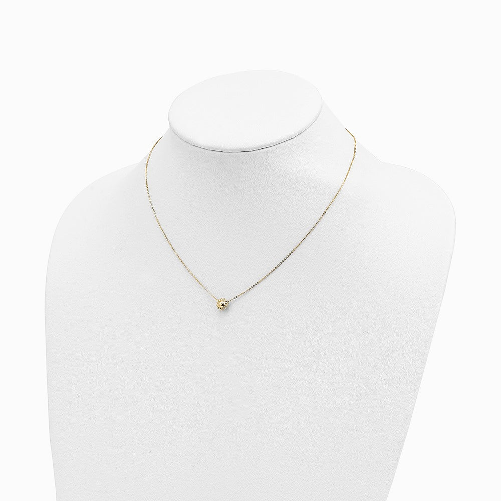 14K Yellow Gold Polished Puffed Sun 16.5in Necklace - Product Photo