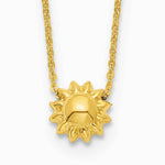 14K Yellow Gold Polished Puffed Sun 16.5in Necklace - Product Photo