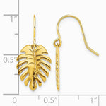 14K Yellow Gold Polished Palm Leaf Dangle Earrings - Product Photo