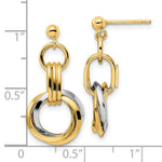 14K Two-tone Polished Intertwined Circles Post Dangle Earrings - Product Photo