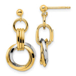 14K Two-tone Polished Intertwined Circles Post Dangle Earrings - Product Photo