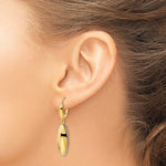 14K Two-tone Polished D/C Hollow Teardrop Criss Cross Leverback Earrings - Product Photo
