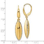 14K Two-tone Polished D/C Hollow Teardrop Criss Cross Leverback Earrings - Product Photo