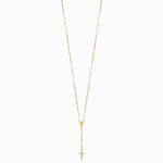 14K Yellow Gold Polished Faceted Beads Rosary Necklace - Product Photo