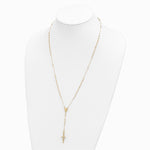 14K Yellow Gold Polished Faceted Beads Rosary Necklace - Product Photo