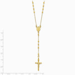 14K Yellow Gold Polished Faceted Beads Rosary Necklace - Product Photo