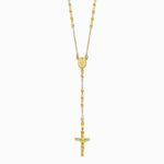 14K Yellow Gold Polished Faceted Beads Rosary Necklace - Product Photo