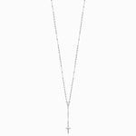 14K White Gold Polished Faceted Beads Rosary 18 inch Necklace - Product Photo
