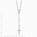14K White Gold Polished Faceted Beads Rosary 18 inch Necklace - Product Photo