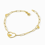 14K Yellow Gold Paperclip Link Heart 7.25in Bracelet - Product Photo
