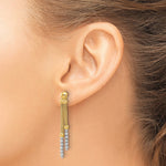 14K Two-tone Polished and Diamond-cut Beaded Dangle Post Earrings - Product Photo