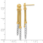 14K Two-tone Polished and Diamond-cut Beaded Dangle Post Earrings - Product Photo