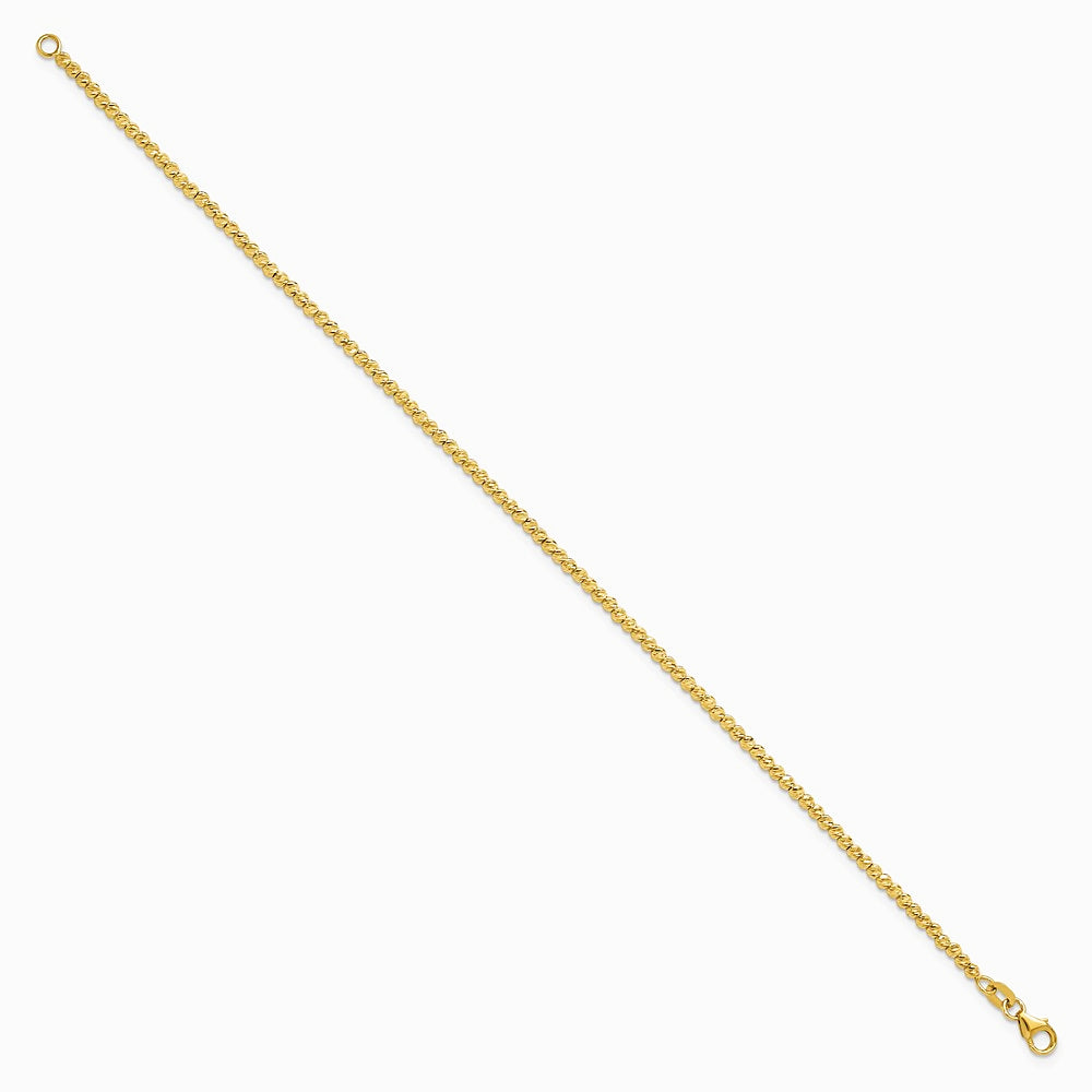 14K Yellow Gold Polished and Diamond-cut Beaded Bracelet - Product Photo