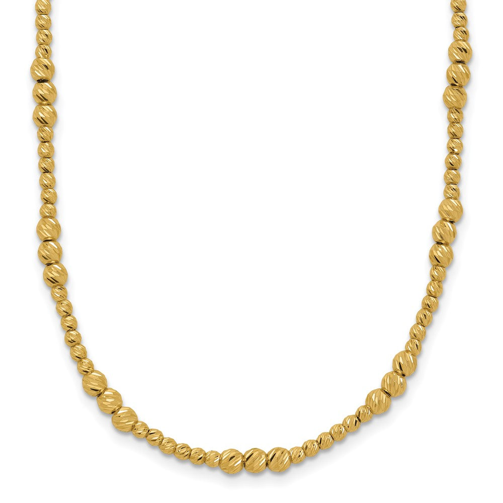 14K Yellow Gold Diamond-cut Beaded 18in Necklace