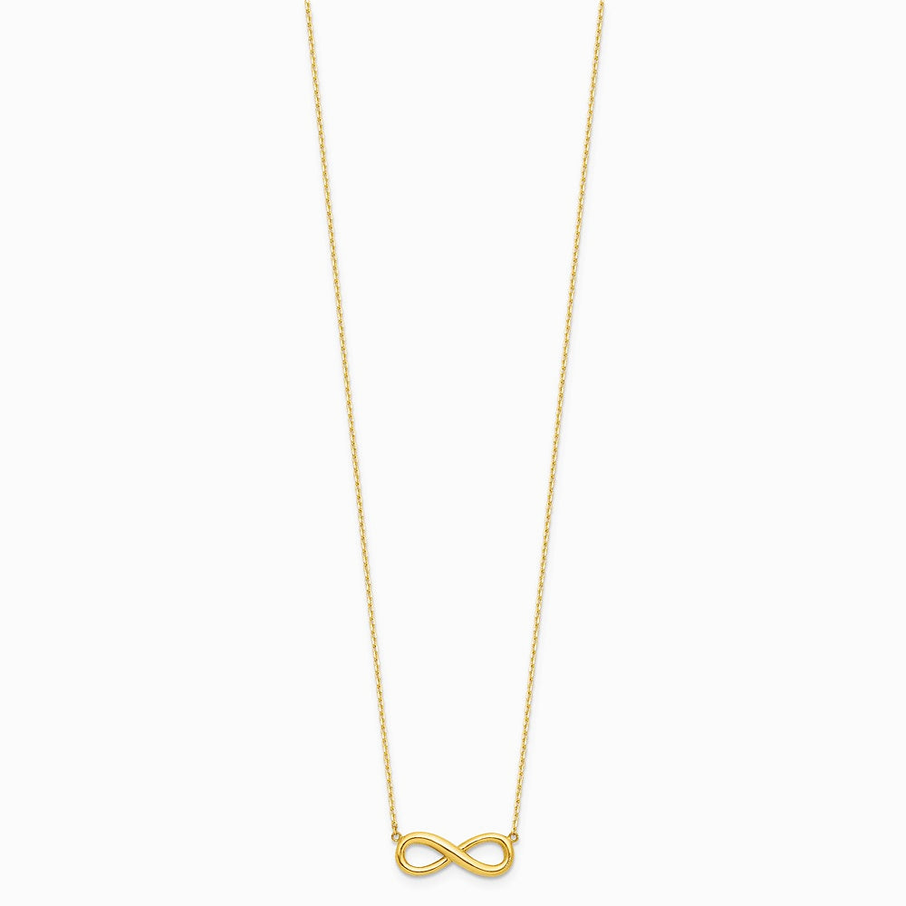 14K Yellow Gold Polished Infinity 16.5in with 1in ext Necklace - Product Photo