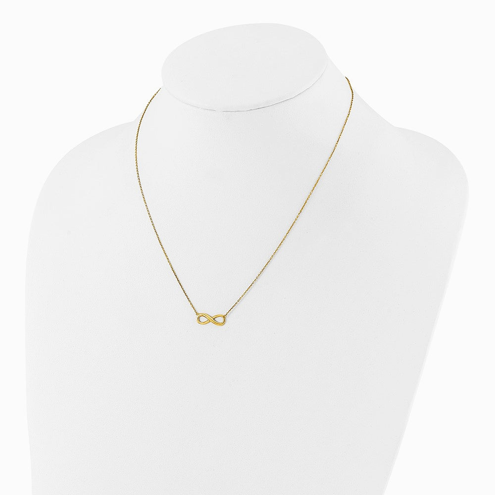 14K Yellow Gold Polished Infinity 16.5in with 1in ext Necklace - Product Photo