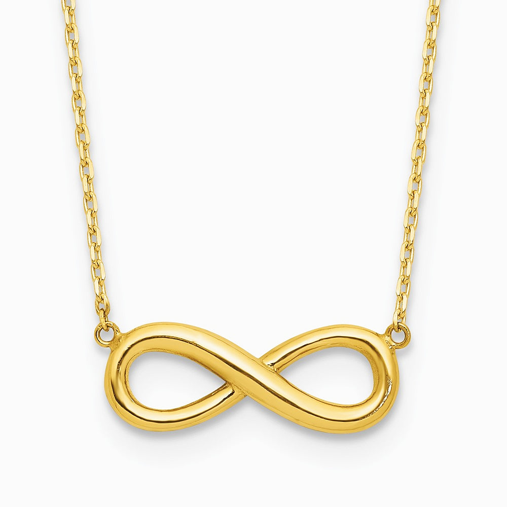 14K Yellow Gold Polished Infinity 16.5in with 1in ext Necklace - Product Photo