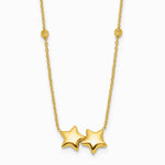 14K Yellow Gold Diamond-Cut Beaded Double Star 16in with 2in ext. Necklace - Product Photo