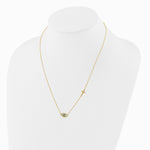 14K Yellow Gold Polished CZ Evil Eye and Cross 18in with 2in ext. Necklace - Product Photo