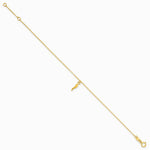 14K Yellow Gold Polished Italian Horn Dangles w/.75in Ext Bracelet - Product Photo