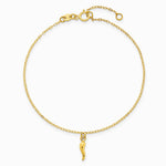 14K Yellow Gold Polished Italian Horn Dangles w/.75in Ext Bracelet - Product Photo