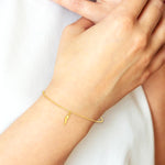 14K Yellow Gold Polished Italian Horn Dangles w/.75in Ext Bracelet - Product Photo