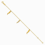 14K Yellow Gold Polished CZ Italian Horns w/.75in Ext Bracelet - Product Photo