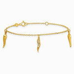 14K Yellow Gold Polished CZ Italian Horns w/.75in Ext Bracelet - Product Photo