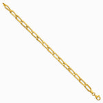 14K Yellow Gold Polished and Textured Fancy Link 7.5in Bracelet - Product Photo