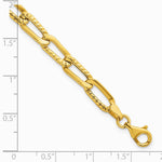 14K Yellow Gold Polished and Textured Fancy Link 7.5in Bracelet - Product Photo