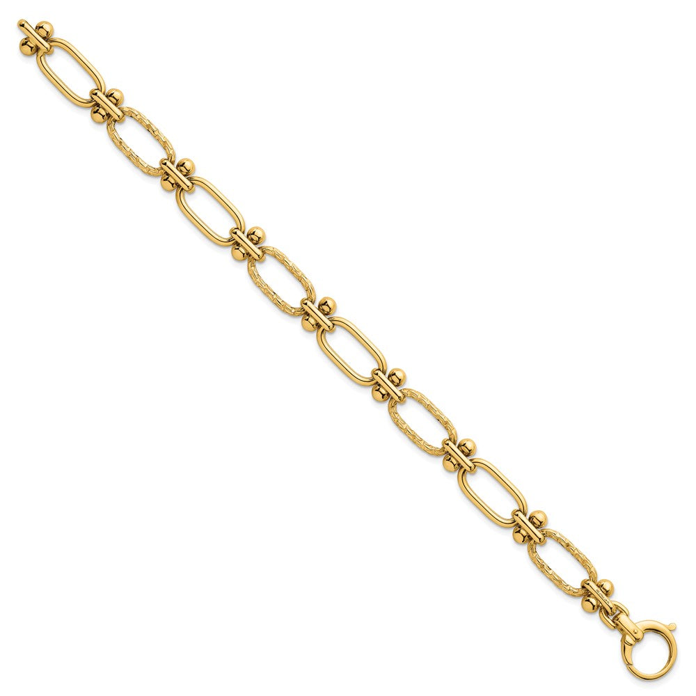 14k Polished Open Textured Fancy Link Bracelet - Product Photo
