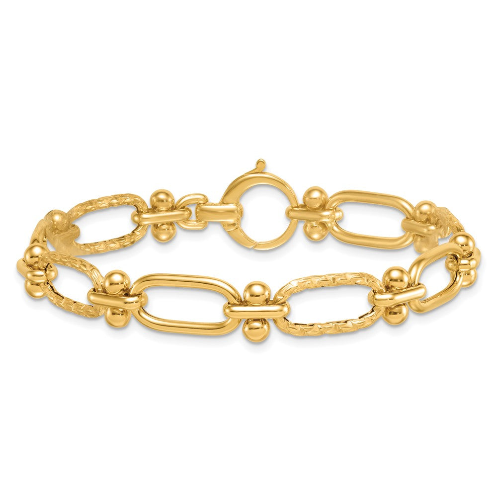 14k Polished Open Textured Fancy Link Bracelet - Product Photo