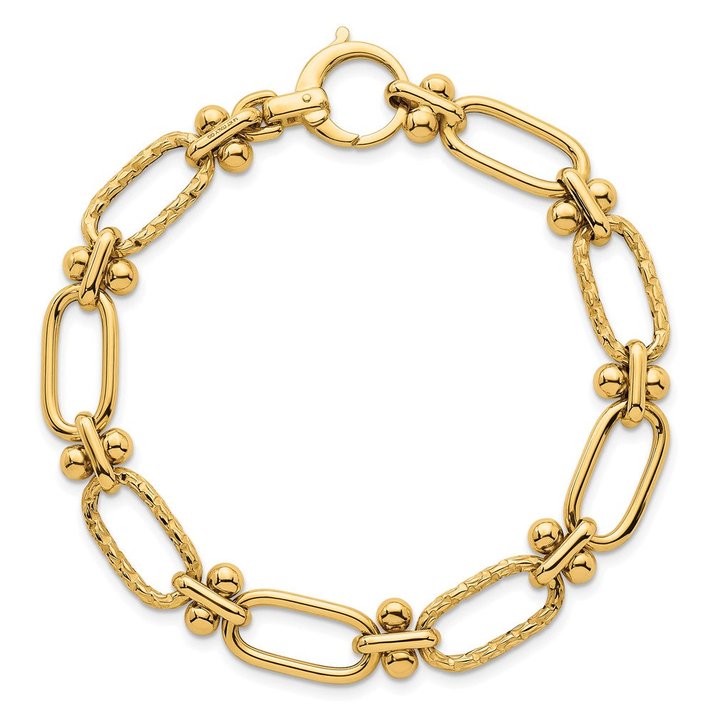 14k Polished Open Textured Fancy Link Bracelet - Product Photo