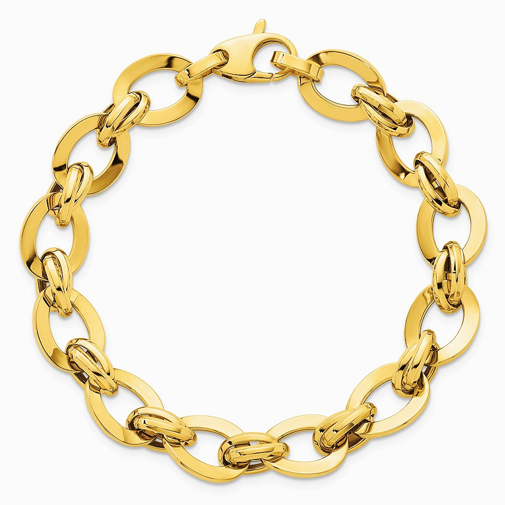 14K Yellow Gold Polished Fancy Link Bracelet - Product Photo