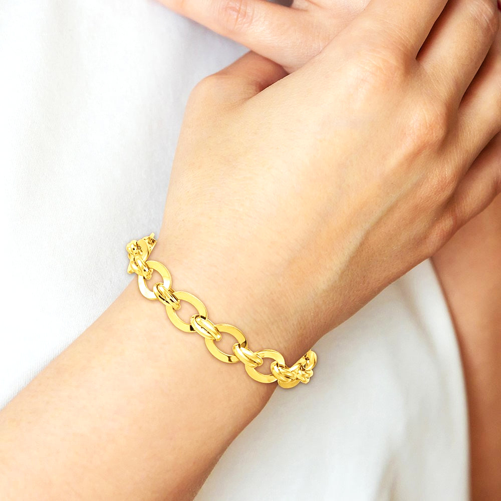 14K Yellow Gold Polished Fancy Link Bracelet - Product Photo