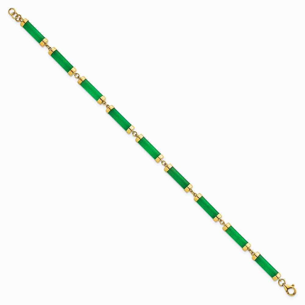 14K Yellow Gold Polished 4.0 mm Jade Bars Bracelet - Product Photo