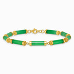 14K Yellow Gold Polished 4.0 mm Jade Bars Bracelet - Product Photo
