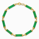 14K Yellow Gold Polished 4.0 mm Jade Bars Bracelet - Product Photo