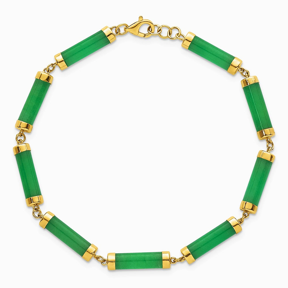 14K Yellow Gold Polished 4.0 mm Jade Bars Bracelet - Product Photo