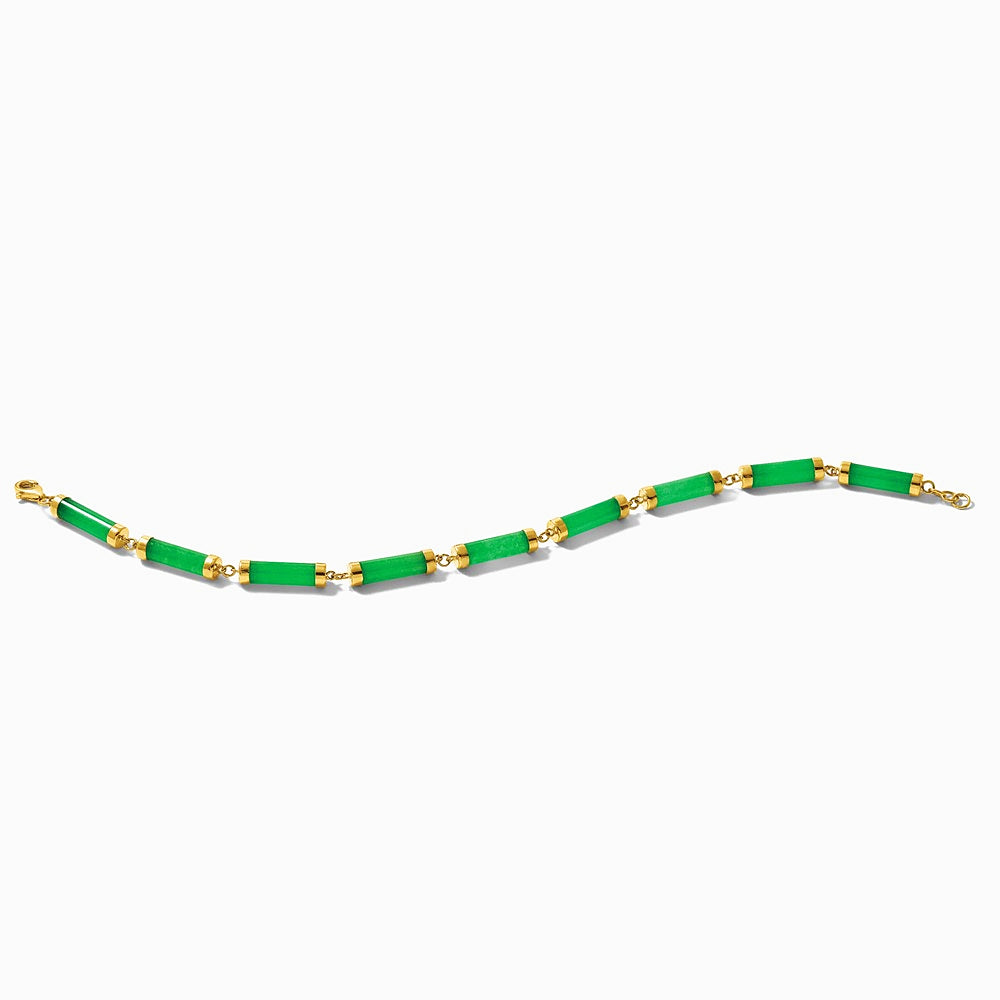 14K Yellow Gold Polished 4.0 mm Jade Bars Bracelet - Product Photo