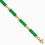 14K Yellow Gold Polished 4.0 mm Jade Bars Bracelet - Product Photo