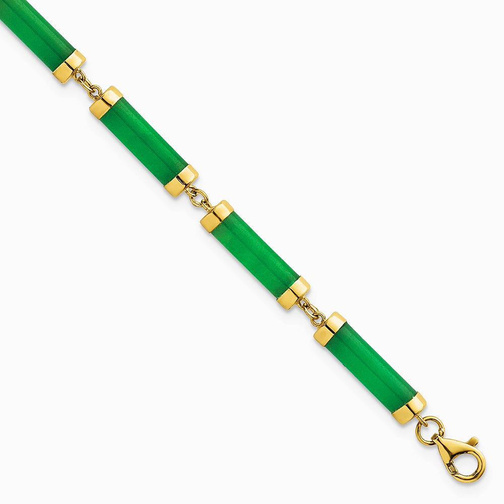 14K Yellow Gold Polished 4.0 mm Jade Bars Bracelet - Product Photo