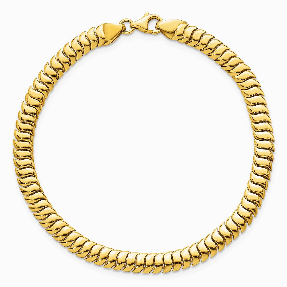 14K Yellow Gold Polished Fancy Herringbone 7.5 in Bracelet - Product Photo